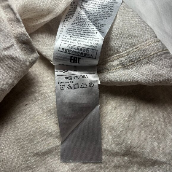 GAP Boyfriend Fit Shirt Women's Beige, Size M, Long Sleeve, Linen, Boho, - Picture 7 of 8